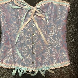 Vintage Blue and Pink Lace Corset